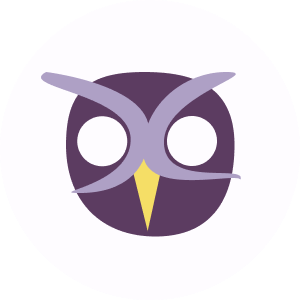 The logo for my website which is a purple owl